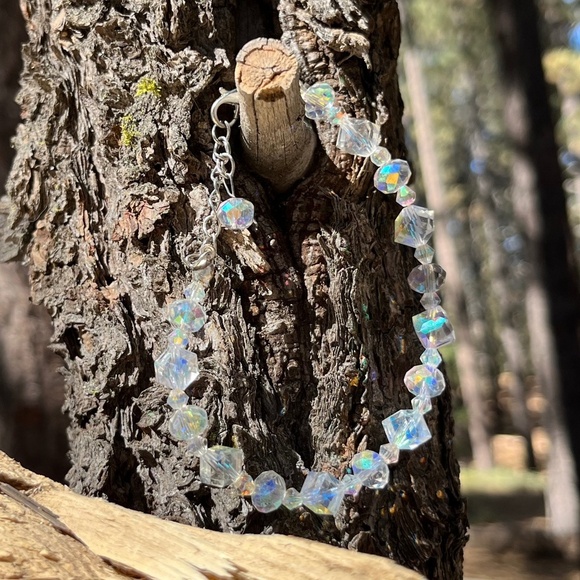 Crystal Bracelet with Extender Silver Clasp Vintage Handmade - Picture 4 of 4